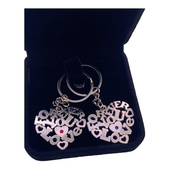 Couples His Her Boyfriend Girlfriend Love You Forever Heart Key Chain Ring Set - Picture 4 of 5